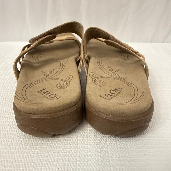 Taos Sandals Womens Size 9 Double U Tan Brown Comfort Slip On Slide - Picture 3 of 7